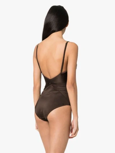 Shop Zimmermann Bow Detail Swimsuit In Brown