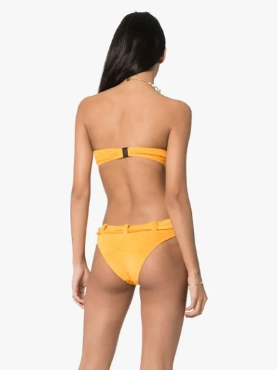 Shop Lisa Marie Fernandez Buckle Detail Bandeau Bikini Set In Yellow