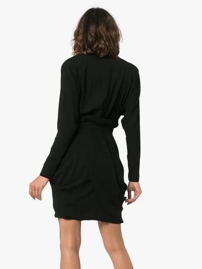 Shop Versace Turtle Neck Silk-blend Wrap Dress  In A1008 Black