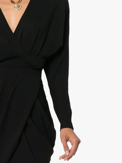 Shop Versace Turtle Neck Silk-blend Wrap Dress  In A1008 Black