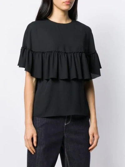 Shop Red Valentino Frilled Tier Top In Black
