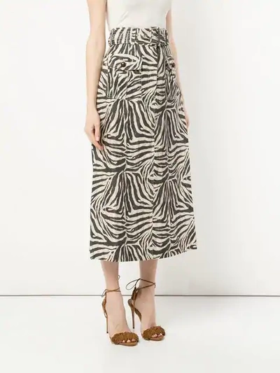 Shop Zimmermann Belted Zebra Print Maxi Skirt In Black