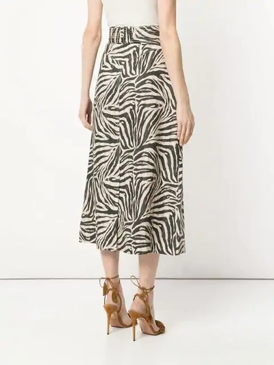 Shop Zimmermann Belted Zebra Print Maxi Skirt In Black