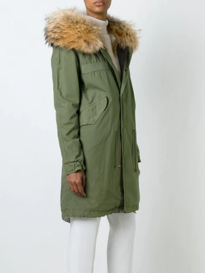 Shop Mr & Mrs Italy Raccoon And Coyote Fur Lined Parka In Green