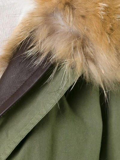 Shop Mr & Mrs Italy Raccoon And Coyote Fur Lined Parka In Green