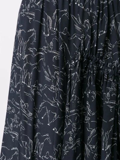Shop Lee Mathews Pony Print Asymmetric Silk Skirt - Blue