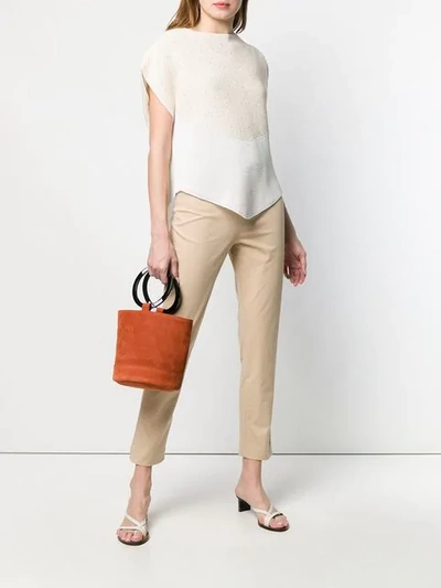 Shop Lorena Antoniazzi Beige Slim Fit Trousers In Neutrals