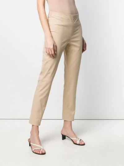 Shop Lorena Antoniazzi Beige Slim Fit Trousers In Neutrals