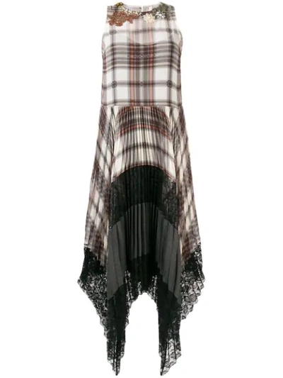 Shop Antonio Marras Plaid Flared Midi Dress - Black