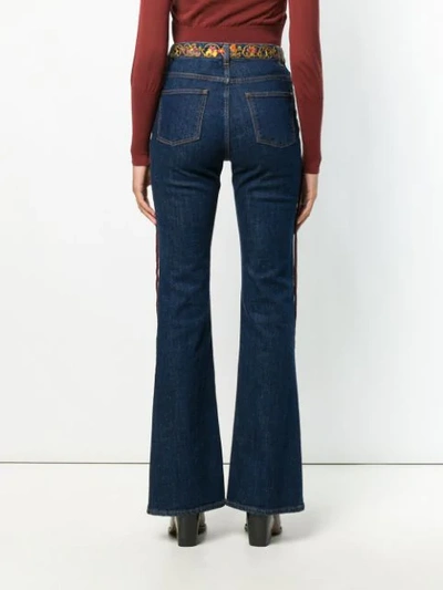 Shop Etro Embroided Flared Jeans - Blue