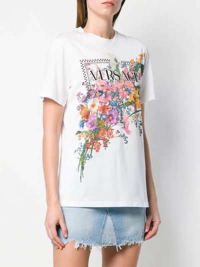 VERSACE FLORAL LOGO T-SHIRT - 白色