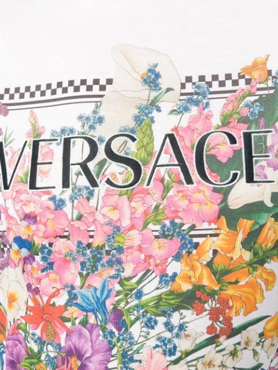 Shop Versace Floral Logo T-shirt In White