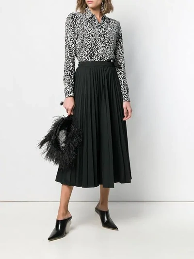 Shop Valentino Midi Pleated Skirt In Black