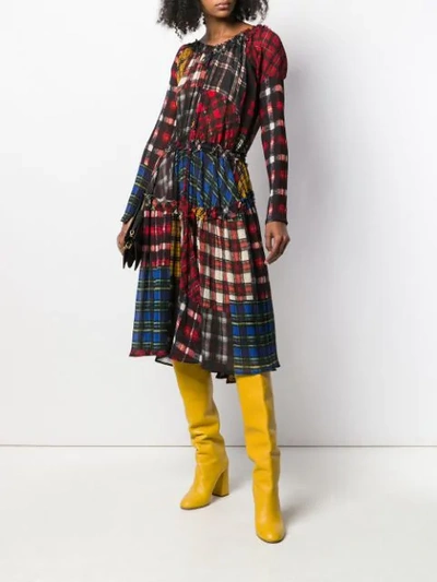 Dsquared2 Multi-check Pattern Dress In Red