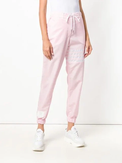 THOM BROWNE 4 条纹饰运动裤 - 粉色