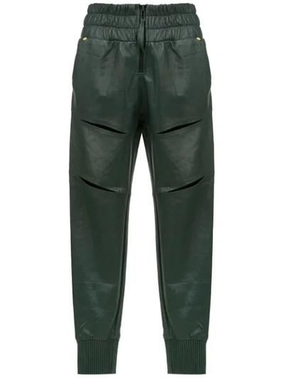 Shop Andrea Bogosian Leather Trousers - Green