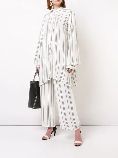 PROENZA SCHOULER 绉纱条纹长裤 - 白色