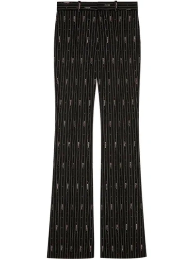 Shop Gucci Stripe Fil Coupé Wool Pants In Black