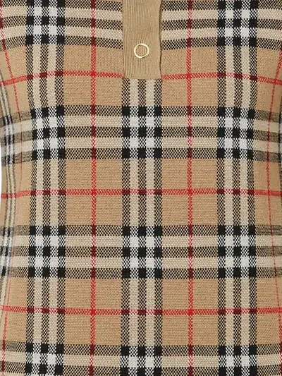 Shop Burberry Vintage Check Merino Wool Polo Shirt In Neutrals