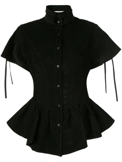 Shop Aganovich Peplum Shirt In Black