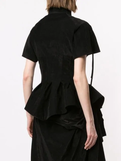 Shop Aganovich Peplum Shirt In Black