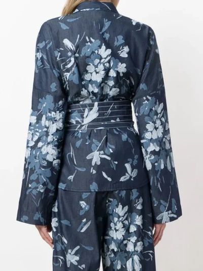 belted floral print jacket