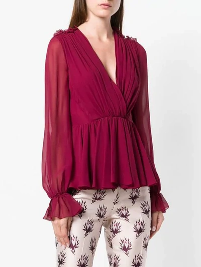 Shop Giambattista Valli Draped Blouse In Red