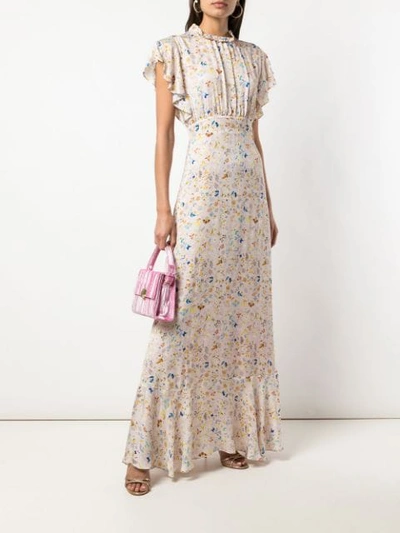 Shop Cynthia Rowley Talia Flutter Sleeve Maxi Dress In Mggrd - Magic Garden