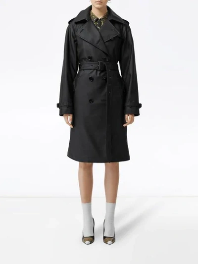 Shop Burberry Logo Detail Showerproof Trench Coat In Black