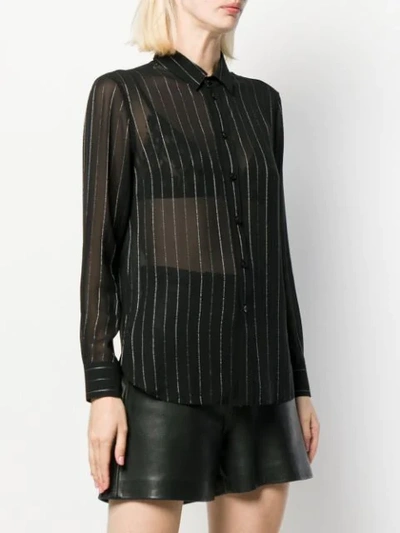 Shop Saint Laurent Sheer Striped Shirt In Black