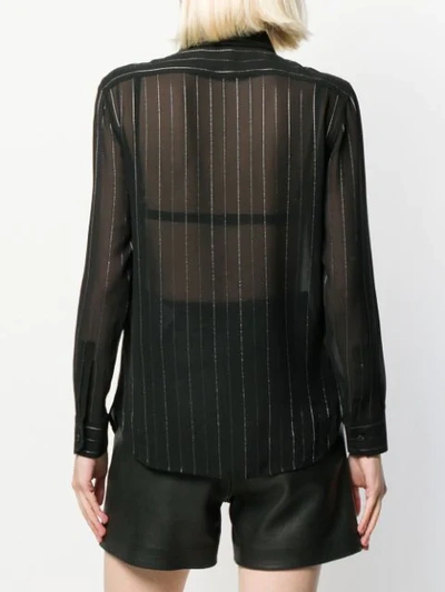 Shop Saint Laurent Sheer Striped Shirt In Black