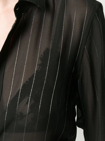 Shop Saint Laurent Sheer Striped Shirt In Black