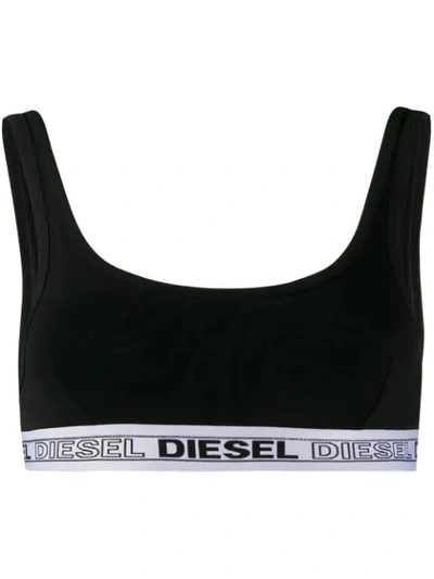 Diesel Sporty Bra With Logo Band In Black