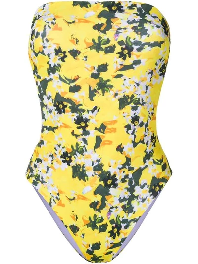 Shop Angelys Balek Strapless Swimsuit In Yellow