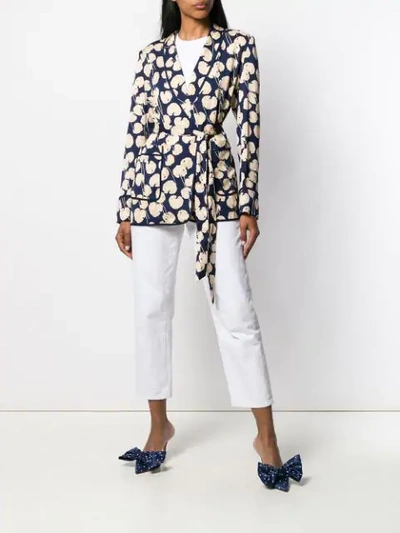 Shop Diane Von Furstenberg Wrap Jacket In Navy Multi