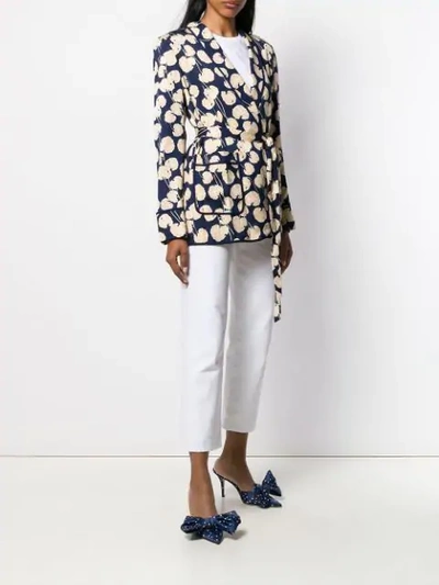 Shop Diane Von Furstenberg Wrap Jacket In Navy Multi
