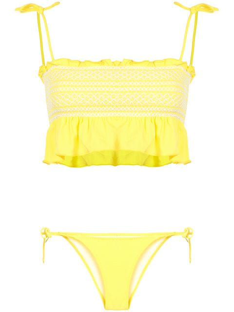 yellow smocked bikini
