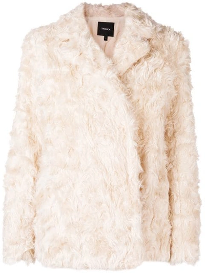 Shop Theory Faux Shearling Jacket In Neutrals