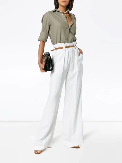 Shop Chloé Paper Bag-waist Belted Trousers In White