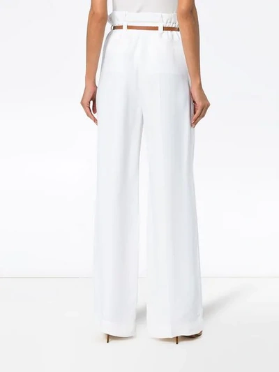 Shop Chloé Paper Bag-waist Belted Trousers In White
