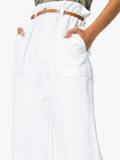 Shop Chloé Paper Bag-waist Belted Trousers In White