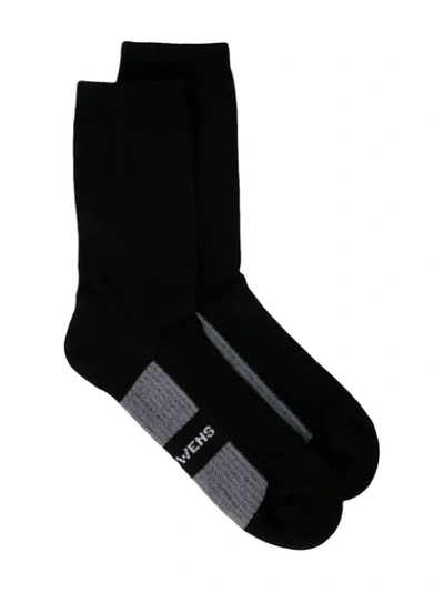 Shop Rick Owens Logo Knit Socks In Black/milk