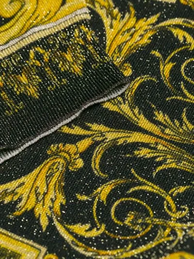 Shop Versace Signature Print Cardigan In Yellow