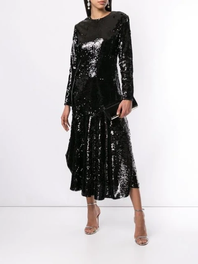 Shop Racil Sequin Asymmetric Dress In Black