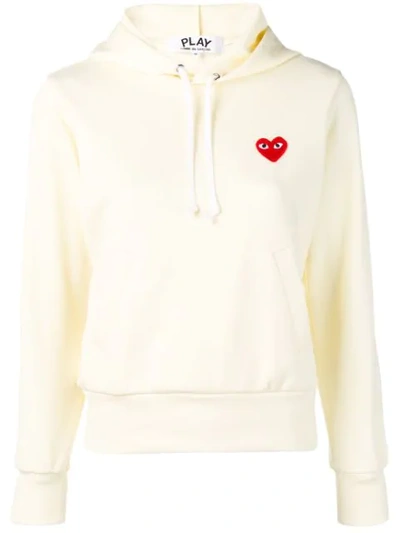 Shop Comme Des Garçons Play Logo Embroidered Hoodie In Yellow