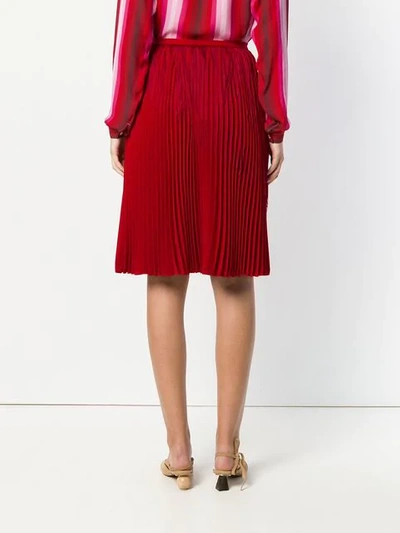 Shop Marco De Vincenzo Fringed Pleated Skirt In Red