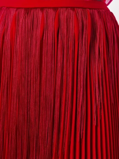 Shop Marco De Vincenzo Fringed Pleated Skirt In Red