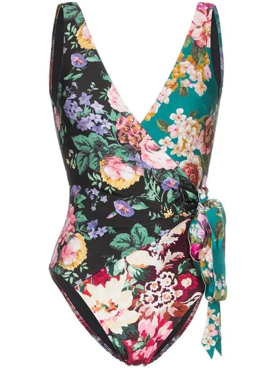 Shop Zimmermann Allia Floral Print Swimsuit In Multicoloured