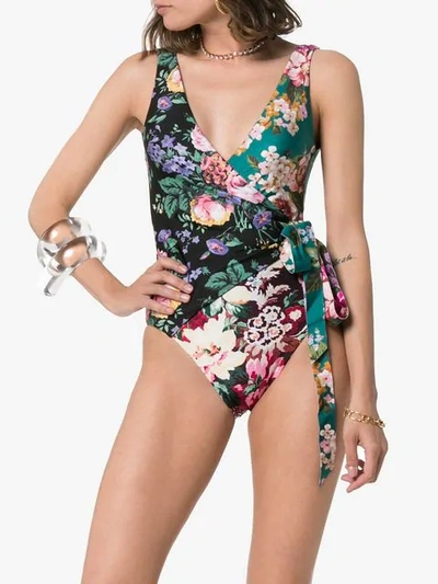 Shop Zimmermann Allia Floral Print Swimsuit In Multicoloured