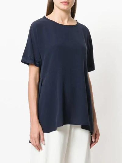 Shop Antonelli Knitted Short Sleeve Flared Top In Blue